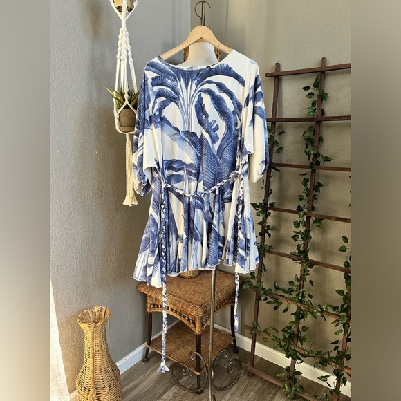 AAKA Blue Floral Flare Skatter Mini Dress - Picture 4 of 7